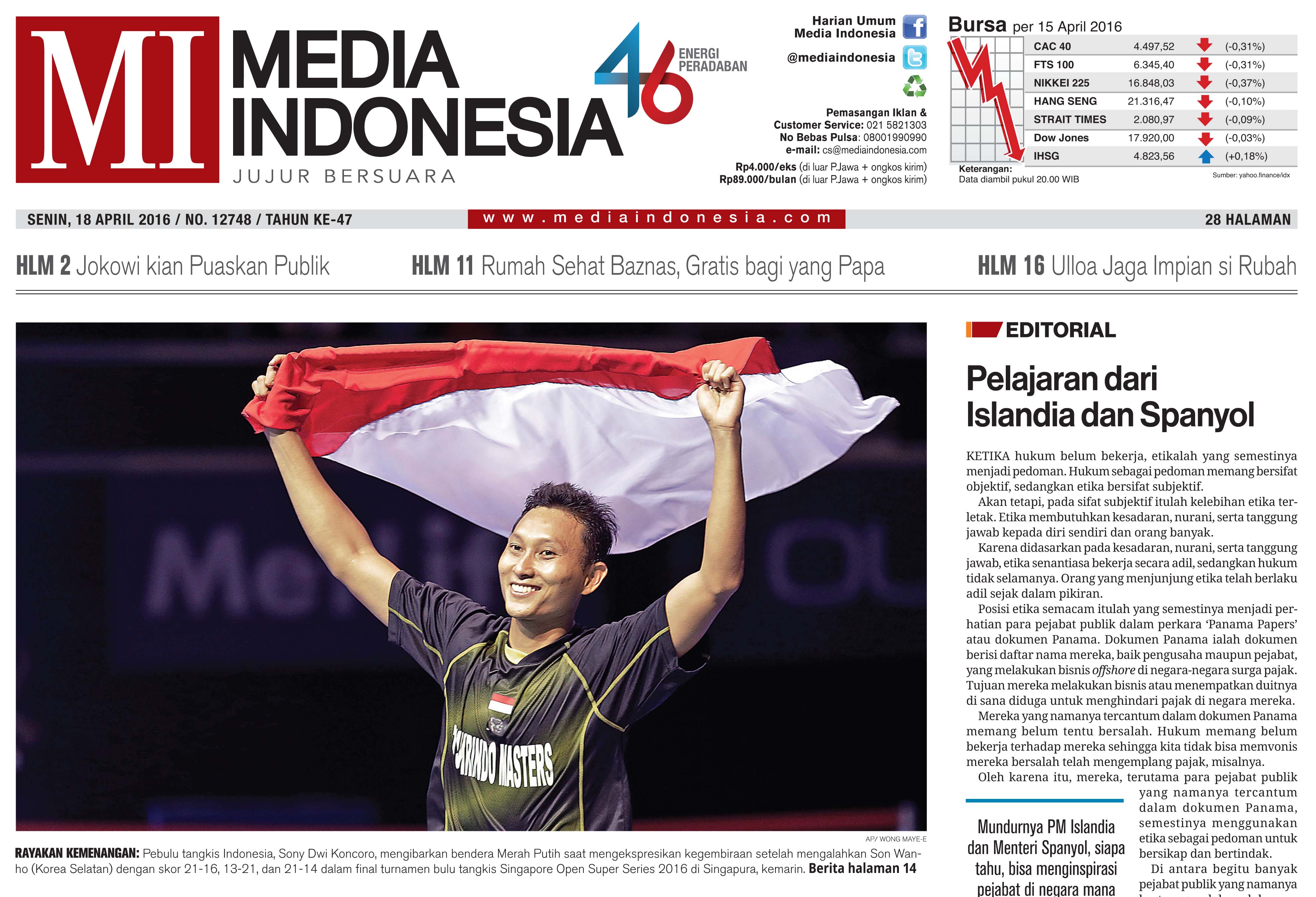 Hasil gambar untuk foto koran media indonesia