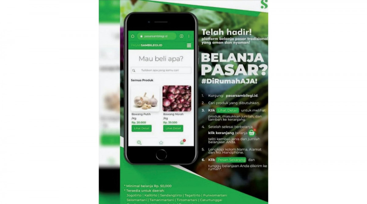 Tampilan depan web platform Pasarsambilegi.id.