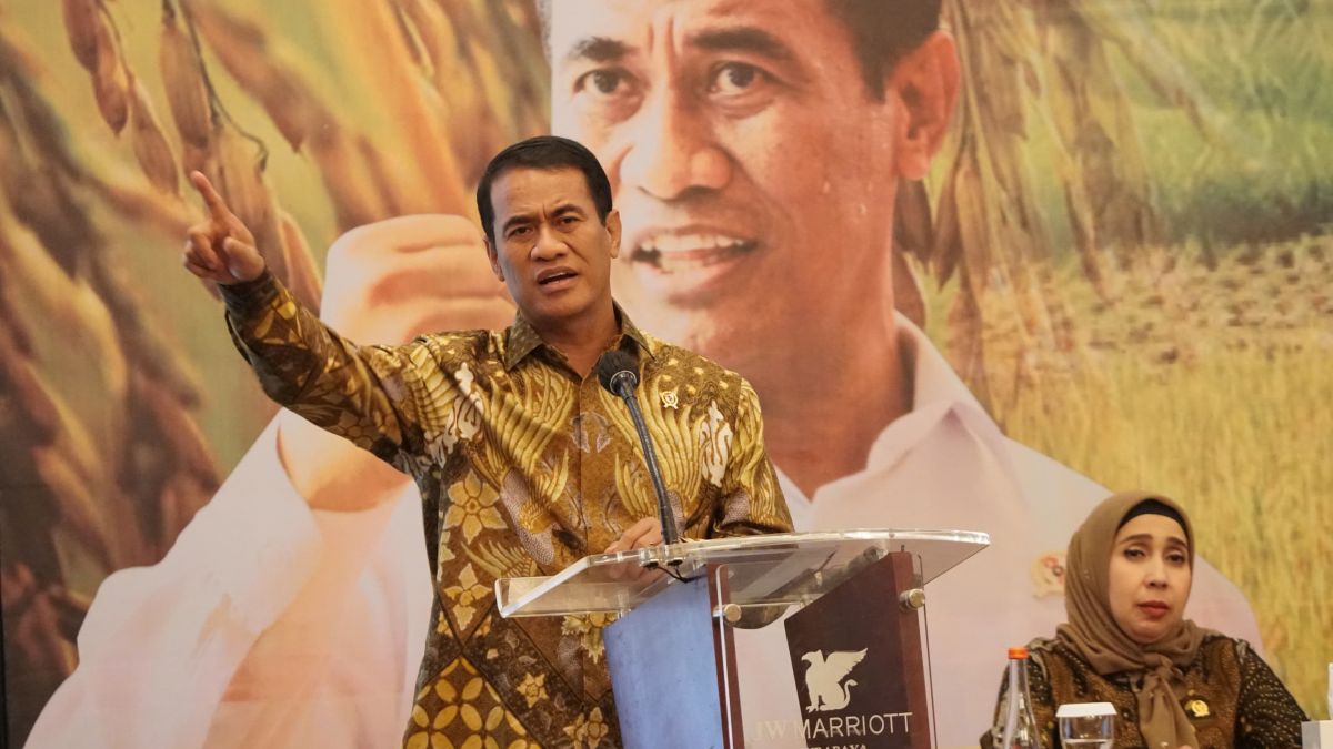 Mentan Andi Amran Sulaiman pada Rakor Upsus Peningkatan Produksi Padi dan Jagung Tahun 2023-2024 di Surabaya, Rabu malam (22/11/2023).