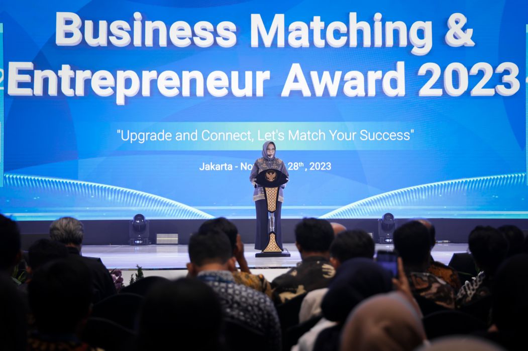 Deputi Bidang Kewirausahaan Kemenkop UKM, Siti Azizah pada acara Business Matching & Entrepreneur Award 2023 di Jakarta.