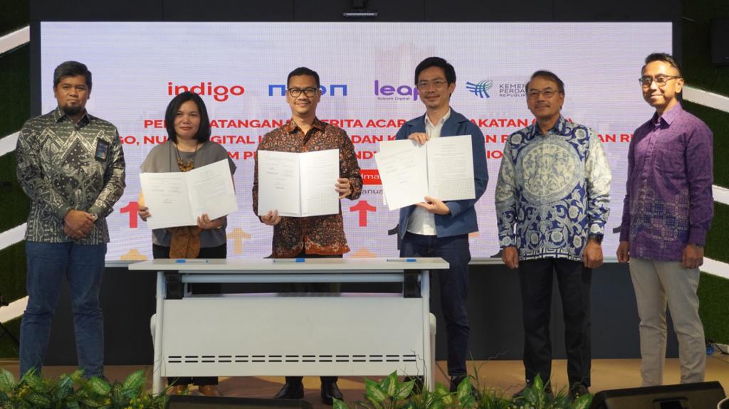 (dari kiri) Deputy EVP CX & Digitization Fauzan Feisal, Senior Manager Indigo Patricia Eugene Gaspersz, Direktur Pengembangan Ekspor Jasa dan Produk Kreatif Kemendag Miftah Farid, Chief Operation Officer Nuon Digital Chandra Thamrin, Direktur Jenderal PEN Kemendag Didi Sumedi.