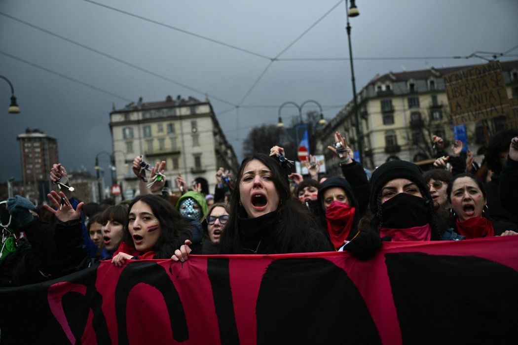 Peringatan Hari Perempuan Internasional di Italia. ( MARCO BERTORELLO / AFP)