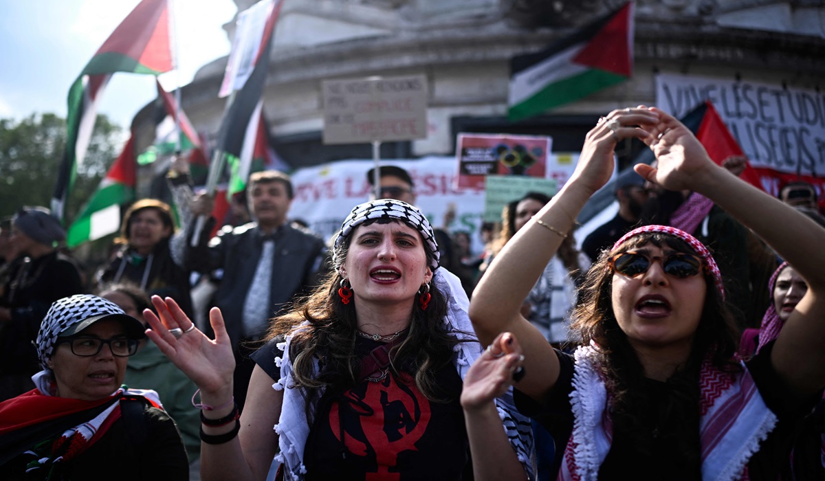 Demonstrasi pro-Palestina di Paris, Prancis.