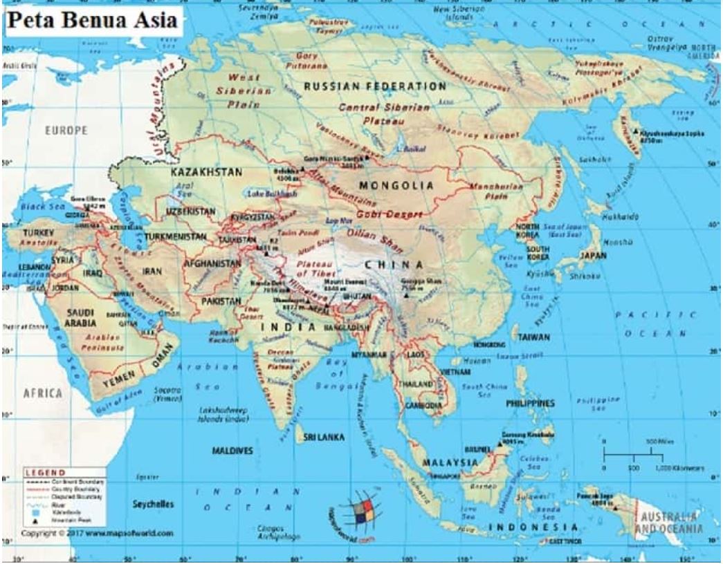 Timur nomor ditunjukkan asia region pada Region Asia