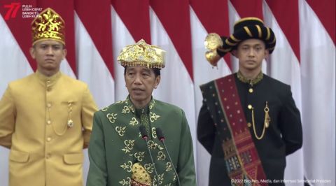 Presiden Joko Widodo berpidato di Sidang Tahunan MPR