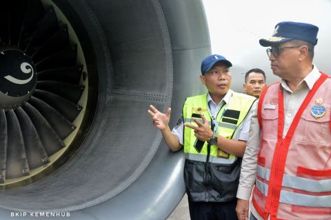 Menteri Perhubungan Budi Karya Sumadi tinjau langsung persiapan angkutan lebaran di Bandara Soekarno Hatta.