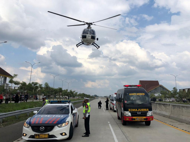 Polda Lampung Gelar Simulasi Evakuasi Udara di Tol Trans Sumatra 