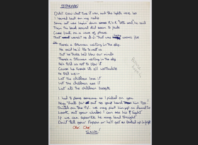 Teks Lagu Starman Tulisan Tangan David Bowie Terjual Rp3,3 Miliar