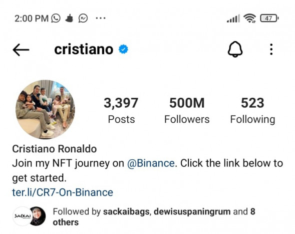 Pengikut Instagram Cristiano Ronaldo Tembus 500 Juta!