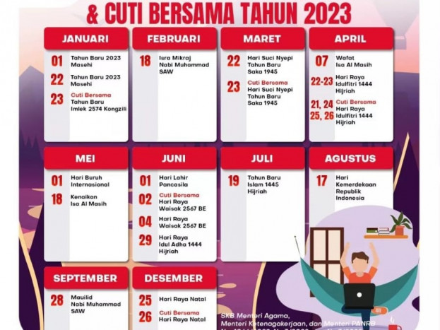 Kalender 2023 serta Daftar Hari Libur Nasional dan Cuti Bersama