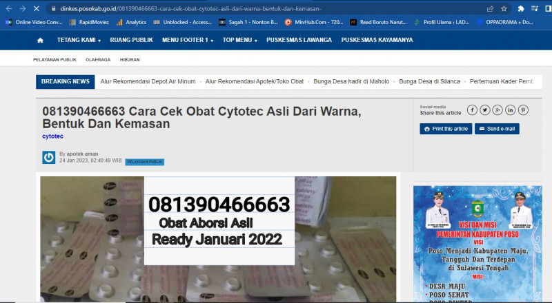 Website Dinkes Poso Jual Obat Aborsi dan Alat Bantu Seks, Wabub: Diretas