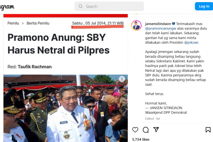 Politikus Demokrat Minta Pramono Anung Ingatkan Presiden Jokowi