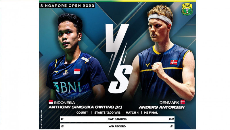 Jadwal Final Singapore Open 2023, Ginting Satu-Satunya Wakil Indonesia