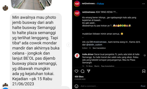PT Transjakarta Cari Identitas Pria yang BAB Sembarangan di JPO Semanggi