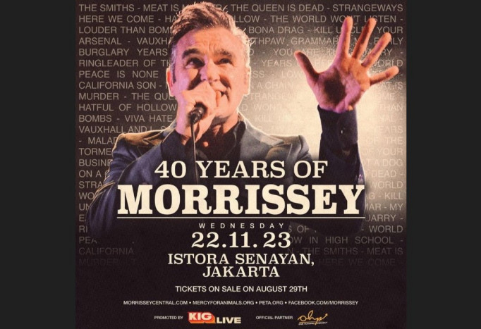 Harga Tiket Konser Morrissey di Jakarta Mulai Rp950 Ribu