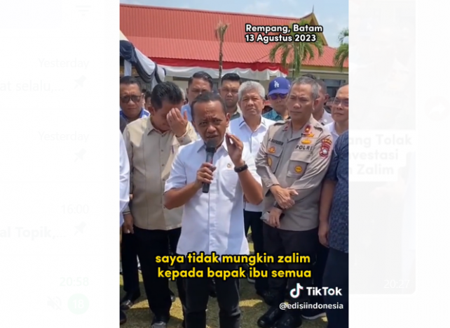 Menteri Bahlil Pernah Berjanji Tidak akan Zalim kepada Warga Pulau Rempang, Batam