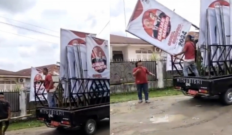 Viral Pengendara Mobil Pelat Merah Pasang Baliho Ganjar-Mahfud, TKN Prabowo: Biar Bawaslu Proses