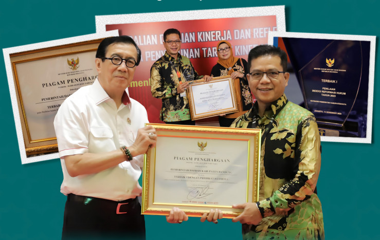 Bedas! Bupati Bandung Dadang Supriatna Raih Penghargaan dari Menkumham Yassona Laoly