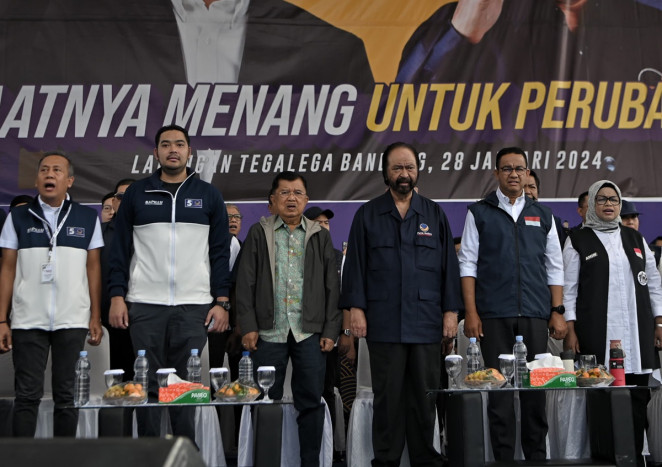 Anies Baswedan, Jusuf Kalla dan Surya Paloh Satu Panggung di Bandung. Momen Langka! 