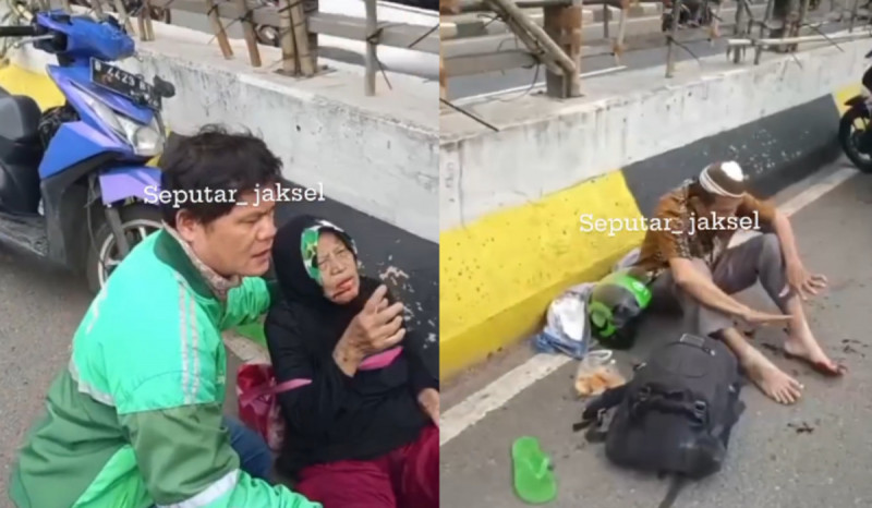 Suami Istri Kecelakaan Tertimpa Bendera Parpol yang Jatuh di Flyover Kuningan Jaksel