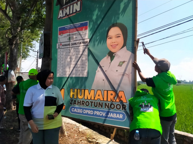 Humaira Zahrotun Noor, Caleg DPRD Jawa Barat dan Tim Amin Bongkar Sendiri  APK Pemilu 2024