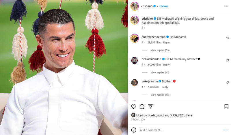 Cristiano Ronaldo Sampaikan Ucapan Selamat Idul Fitri