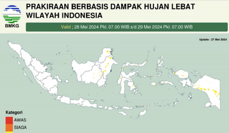 Prakiraan Cuaca 28 Mei, Terjadi Konvergensi Panjang di Beberapa Wilayah Indonesia