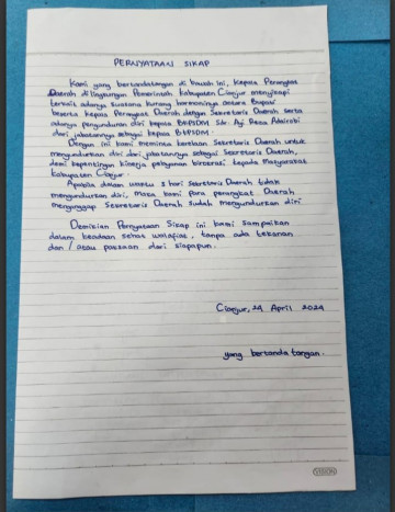 Kepala OPD di Cianjur Bikin Petisi Minta Sekda Mundur dari Jabatannya