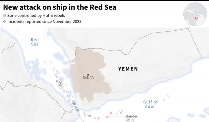 Houthi Yaman Serang Kapal Milik Yunani di Laut Merah