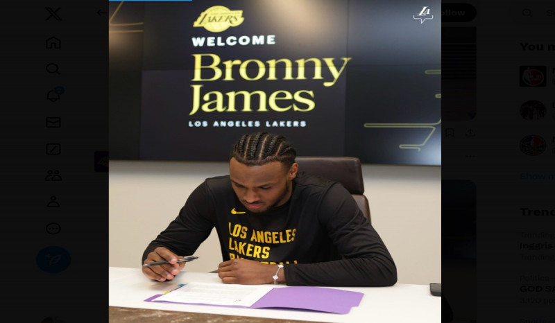 Bronny James Teken Kontrak Empat Tahun dengan Los Angeles Lakers